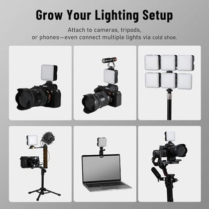 NiceFoto RGB Video Lights, 360° Full Color LED Video Light with 3 Cold Shoe Mounts, 2500K-9000K, CRI 96+, 18 Scene Modes, Magnetic RGB Camera Light for Vlog Filming, TikTok, Live, Photography