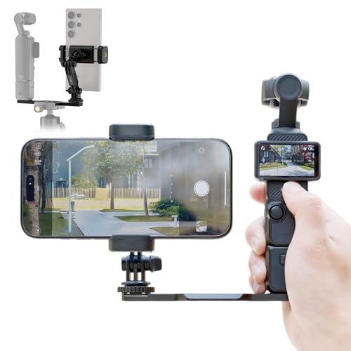 JJC Pocket 4 Phone Holder Mount with Ball Head, 1/4" 20 Screw & Thread, Phone Mount for Insta360 X5 X4 X3 / Pocket 4/3 / Xtra Muse Accessories, Compatible with Arca-Swiss Standard, Tripod - color: Black -Clip Version