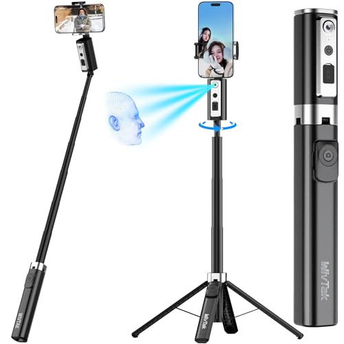 Auto Face Tracking Selfie Stick Tripod for iPhone, Minimalist 360° Rotating AI Tracking Tripod with Wireless Control, 60" Extended Phone Holder for Content Creation Vlogging, Live Streaming - style: basic