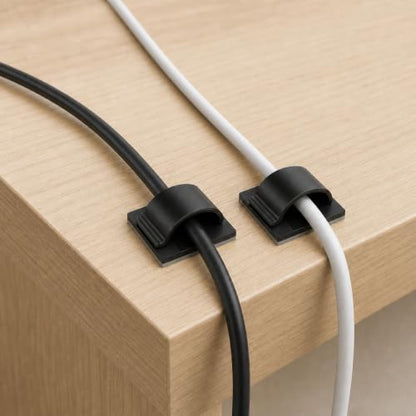 105 Pcs Self Adhesive Cable Clips Cables Ties, Black Wall Wire Cable Management Clips, Adhesive Cord Holder Clip for Wall Under Desk Ethernet TV Cables Clamp