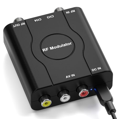 RCA to Coaxial Adapter, RF Coaxial Modulator, CVBS RF Adapter, VHF Converter, Channel 3/4 Switch for Game & Video Hub, DVD, VCR Player, PS2 PS3 PS4