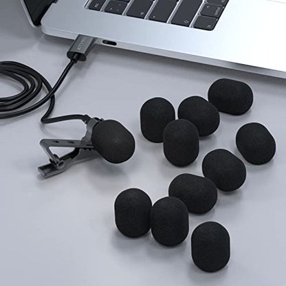 Cubilux Foam Cover for Lavalier Lapel Microphone, Windscreen for Mini Clip-On Lav MIC, 10-Pack 10mm - color: Foam Cover, 10-Pack