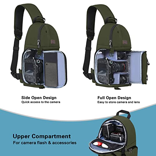 MOSISO Camera Sling Bag, DSLR/SLR/Mirrorless Camera Backpack Case Shockproof Photography Backpack with Tripod Holder & Removable Modular Inserts Compatible with Canon/Nikon/Sony/Fuji, Army Green - color: Army Green