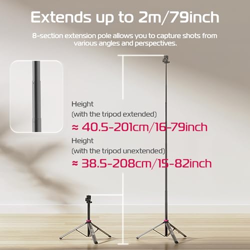 ULANZI MT-89 Extendable Tripod Aluminum, 82" Portable Adjustable Light Stand with 1/4" Screw Quick Release, Camera Phone Tripod for Camera Video Light Smartphone, Lightweight for Travel,Up Load 2.2LBS - size: 82 inch-Original Version