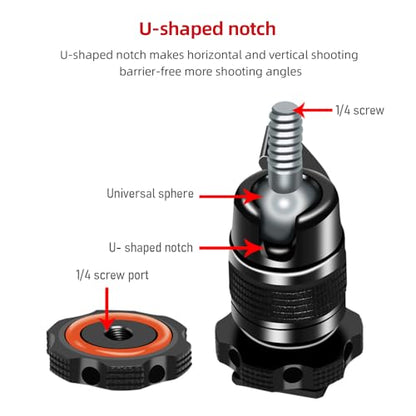 Andoer Mini Ball Head Adapter Monitor Mount Cold Shoe Adapter Aluminum Alloy with 1/4 Inch Screw for Mounting Camera Monitor Microphone LED Video Light