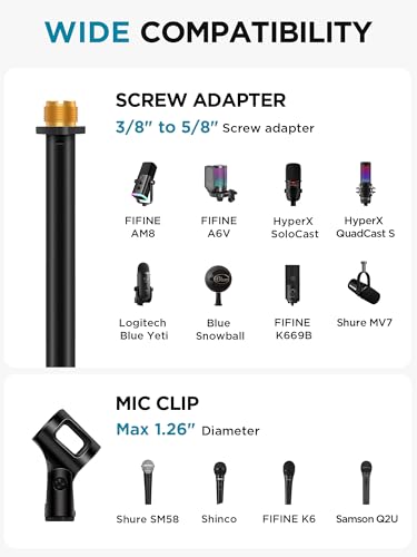 InnoGear Mic Stand, Microphone Stand Floor Detachable Boom Mic Arm Stands with Weighted Round Base, Height Adjustable from 34" to 60" for Blue Yeti HyperX QuadCast Shure SM58 Samson Q2U Fifine K669B - style: Twist Clutch 34" - 60"