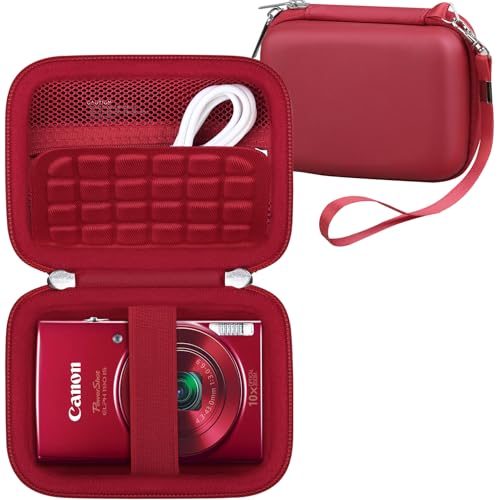 RAIALL Carrying Case for Canon PowerShot ELPH 360 HS A/IXY 650/ Canon IXUS 285 HS/Sony DSCW830/ CAMKORY/VAHOIALD Digital Camera, Vlogging Camera Travel Bag, Mesh Pocket for Batteries, Red - color: Red