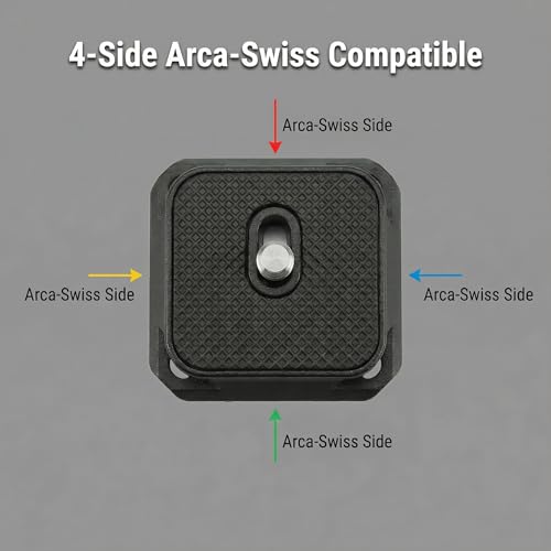 38mm Arca-Swiss Quick Release Plate 2 Pack, 4-Sided Square QR Camera Mount with Safety Pins, 1/4"-20 Screw Compatible with Peak Design Capture Clip V3, Lightweight Aluminum for Tripod, Monopod & Strap