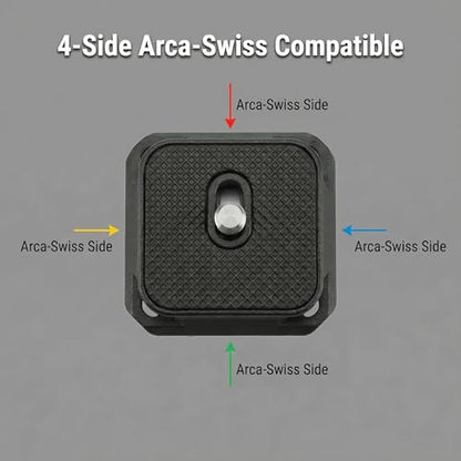 38mm Arca-Swiss Quick Release Plate 2 Pack, 4-Sided Square QR Camera Mount with Safety Pins, 1/4"-20 Screw Compatible with Peak Design Capture Clip V3, Lightweight Aluminum for Tripod, Monopod & Strap