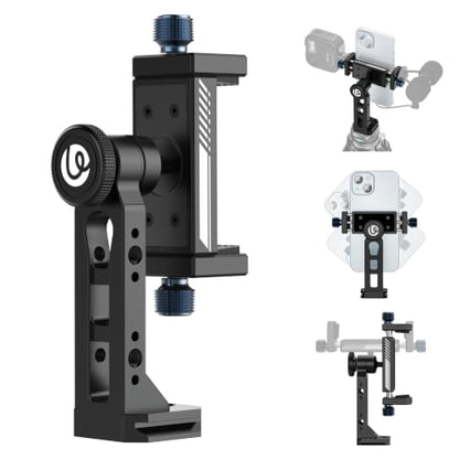 Ulanzi MA53 Metal Tripod Phone Mount, Smartphone Tripods Adapter with Arca Swiss/Uka Port, 2 Cold Shoe, 360° Cellphone Tripod Mount, for iPhone 17 Samsung Holder for Photo Video Vlogging Rig