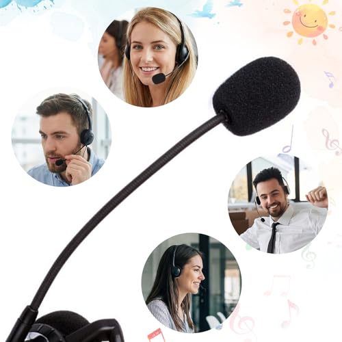 12 Pack Microphone Covers Foam Headset, 1.18 X 0.87 Inch Lapel Mic Covers, Soft Microphone Windscreen for Headset Lavalier Microphones Noise Reduction (Black)