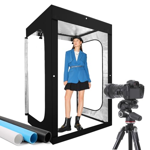 Photo Light Box, Portable 47"x39"x78" Photo Studio Light Box, Shooting Tent Kit with 768 Light Beads and 3 Color Backdrops. Large Lightbox with 6 Stepless Dimming Light Boards for Photography - size: 47" x 39" x 78"
