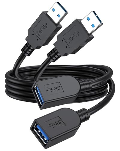 USB Extension Cable 3ft 2 Pack, USB 3.0 Extender Cord 5Gbps Data Transfer & 18W Fast Charging, Type A Male to Female Cables Compatible with Mouse, Keyboard, Hard Drives, Laptop, Monitor, Hub, Camera
