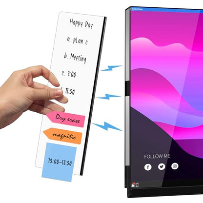 Magnetic Monitor Memo Board, Acrylic Message Reminder Board for Moniter Side, Office Desk Accessories for Women Men, Computer Sticky Note Holder Home Office Memo Holder, Clear, XL - style: 13.2" X 3.3"-Clear-1Pack