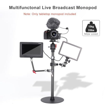 Koolehaoda Carbon Fiber Desktop Monopod Stand, 16"-28" Adjustable with Base | Heavy Duty Table Mount Extension Rod, for DSLR Camera, Webcam, Light, Live Streaming & Vlogging, Stable Base, Lightweight
