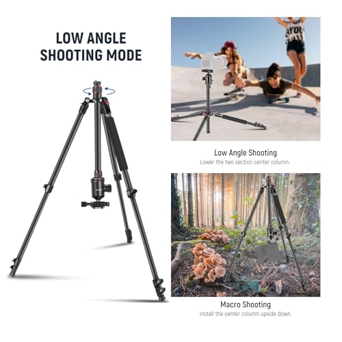 NEEWER 77” Camera Tripod Monopod with Phone Holder, Portable Travel Tripod with Remote, 360° Ball Head, 2 Axis Center Column, Arca QR Plate and Bag, Aluminum DSLR Tripod 34lb Max Load, TP77 - style: Travel Tripod with Remote
