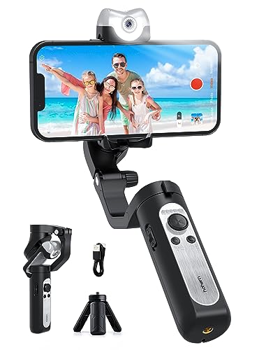 hohem iSteady V2S Gimbal Stabilizer for Smartphone, 3-Axis Gimbal for iPhone, AI Tracking, Portable and Foldable Phone Stabilizer with Fill Light for Video Recording, Vlogging, YouTube, TikTok - color: Black
