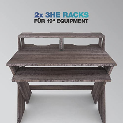 Glorious Sound Desk Compact Professional Studio Workstation with Pull-out Keyboard Compartment (Walnut) - color: Walnut