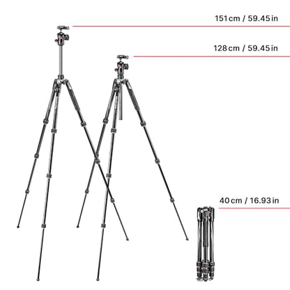 Manfrotto Befree Advanced Camera Tripod Kit with Twist Closure, Travel Tripod Kit with Ball Head, Portable and Compact, Camera Tripod in Aluminum for DSLR, Reflex, Mirrorless, Camera Accessories - style: Twist Lock - Black