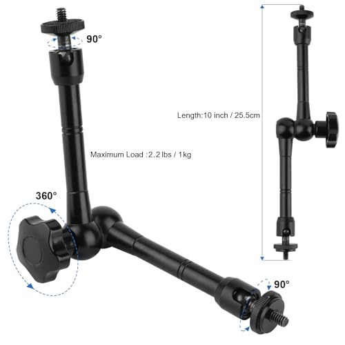 Mippko Magnetic Camera Mount for GoPro Hero/Insta 360 / DJI OSMO/AKASO Action Camera,3.46 inch Diam Magnetic Rubber Coating Base,10 inch Length Adjustable Aluminum Alloy Arm