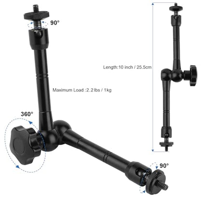 Mippko Magnetic Camera Mount for GoPro Hero/Insta 360 / DJI OSMO/AKASO Action Camera,3.46 inch Diam Magnetic Rubber Coating Base,10 inch Length Adjustable Aluminum Alloy Arm
