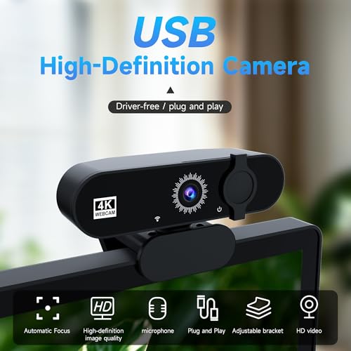 1080P USB HD Webcam，with Microphoneand Rotatable Tripod& Privacy Cover for PC，with Auto White Balance for Video Calls, Live Streaming Gaming & Online Meetings