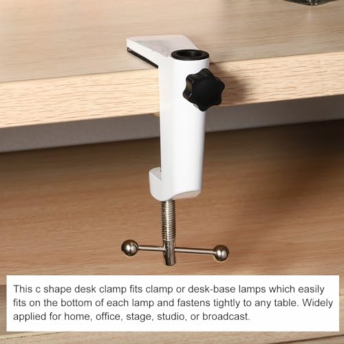 PATIKIL 0.47" Hole Dia. Desk Clamp, Universal Bracket Adjustable C-Clamp Base for Microphone Mic Arm Table Lamp Mount Holder, White