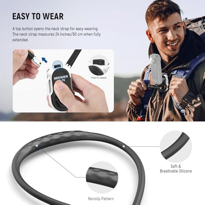 NEEWER GP-76 Magnetic Neck Mount Compatible with GoPro DJI Action Cameras, Quick Release Neck Holder with Air Cushion & Adjustable Chest Strap, Accessories Kit for POV Video Recording Vlogging - style: GP-76