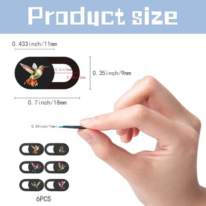 6Pcs 6 Styles Laptop Camera Cover Slide Cute 0.04 Inch Ultra Thin Phone Privacy Camera Cover Hummingbird Design Webcam Protector for Laptop Desktop Computer Tablet Phone Notebook Mini PC - color: Hummingbird