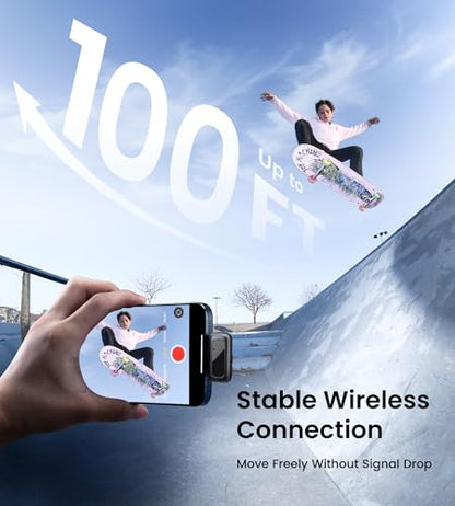 Mini Wireless Lavalier Microphone for iPhone/Android/PC with USB-C Plug, Noise Reduction, 25H Battery Life with Charging Case, Plug & Play, Tiny Mics for Vlogging & Podcast
