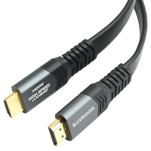 BlueRigger 4K Flat HDMI Cable (6FT) - (4K 60Hz, Ultra HD, 18Gbps High Speed, HDR 10+, Wall Mount Slim HDMI Cord, eARC, Dolby Vision & Atmos) - Compatible with HDTV, Monitor, PS5, Xbox, Blu-ray - size: 6FT