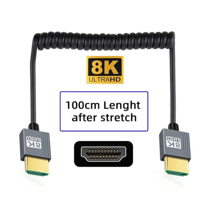 Cable HDMI 2.1 Male to HDMI Male 8K 60hz Stretch Coiled Cable for HDTV Computer Laptop Monitor (100cm) - style: HDMI Straight Type
