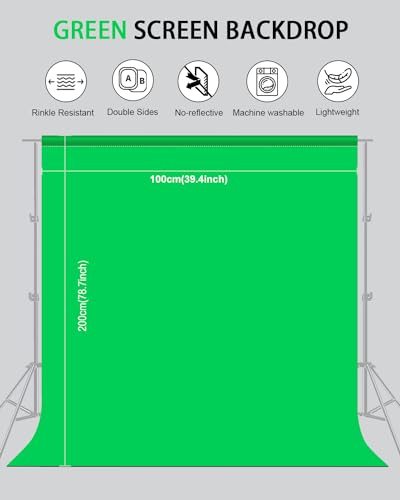 Green Screen Background for Photography, PULUZ Green Screen Sheet 3.3ft×6.6ft Background Kit Cloth Fabric Curtain with 4 Clamps Backdrop for Video Recording, Photoshoot and YouTube