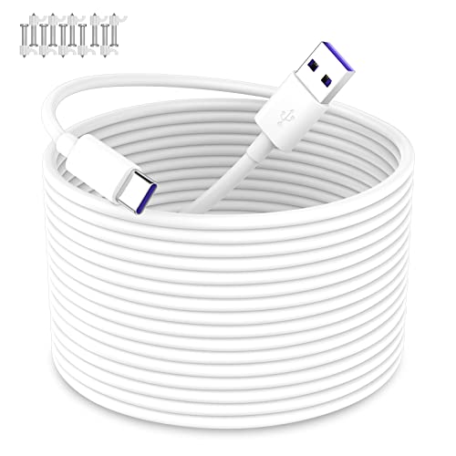iMangoo USB A to USB C Power Cable for CCTV Camera, 33FT Type C Long Power Extension Cord for Tapo/TP-Link for Xiaomi/Mi for eufy Security Camera Outdoor Indoor Cord with 10 Wire Clips Nails White - color: White, size: 33 ft