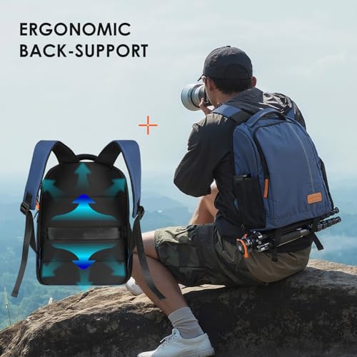 TARION Camera Backpacks for Photographers - Camera Bag Photography Backpack with 15" Laptop Compartment Side Access Tripod Holder - Waterproof Rain Cover- Anti-theft Hidden Pocket - TB04 Blue - color: Blue