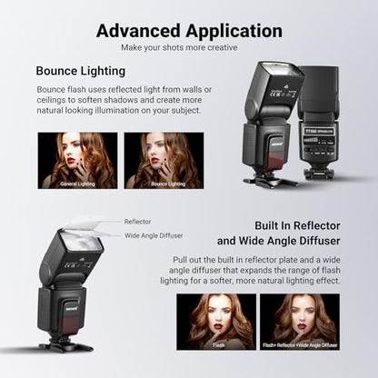 NEEWER TT560 Camera Flash Speedlite Compatible with Canon Sony Nikon Panasonic Fuji DSLR with Universal Single Contact Hot Shoe Mount, Speedlight Compatible with Sony ZV1, NOT for ZV-1F, No TTL