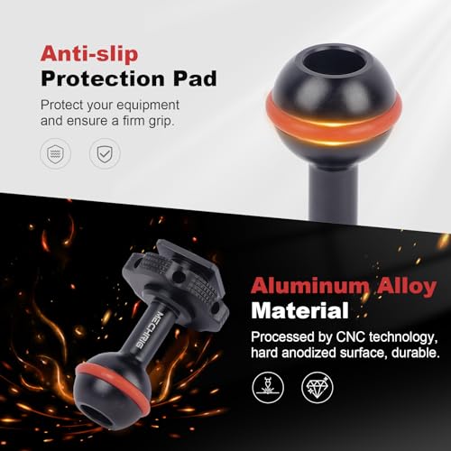 20mm Ball Head Hot Shoe Adapter for Camera Magic Arm, CNC Aluminum Alloy Quick Release Mount with Anti-Slip Ring for DSLR Rig/Gimbal Handle/Riding Filming(62008 Hot Shoe Mount Ball Head)