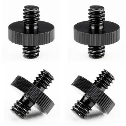 4 Pack 1/4" Male to 1/4" Male Threaded Adapter for Camera Cage Mount, Double Sided Tripod Screw Thread for Light Stand Shoulder Rig Stud Mounting Accessories - color: Black-4 pack