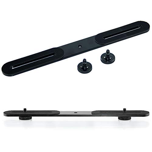 EXMAX® Flash Bracket Holder for 1/4" Screw Tripod Light Stand DSLR Camera Aluminum Alloy, 1/4" Screw Mount Dual Mount Extension Bar for DSLR Camera, Tripod, Light Stand, LED Video Light, Speedlight