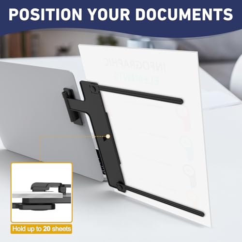 HAUTOCO Monitor Mount Document Clip Document Holder for Typing Clips to Laptops & Monitors and Wireless Charging Mouse Pad 15W RGB Gaming Mousepad