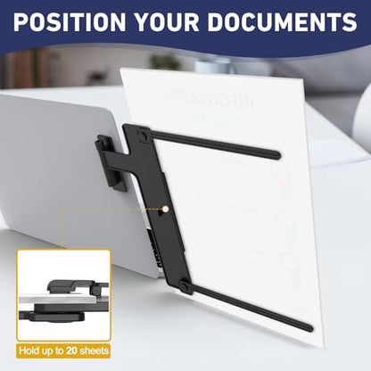 HAUTOCO Monitor Mount Document Clip Document Holder for Typing Clips to Laptops & Monitors and Wireless Charging Mouse Pad 15W RGB Gaming Mousepad