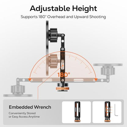MoKo MagSafe Tripod Mount, All Metal 360° Adjustable Phone Mount for Tripod & Camera with 1/4" Screw & Cold Shoe, Compatible with iPhone 12-17 Series, for Camera Monitoring, Stabilizers, Sony/Canon