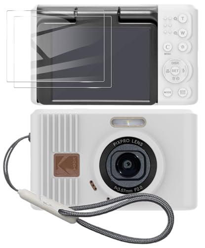 Silicone Case for kodak pixpro C1 Digital Camera with 2PCS Screen Protector and Lanyard - White - color: White