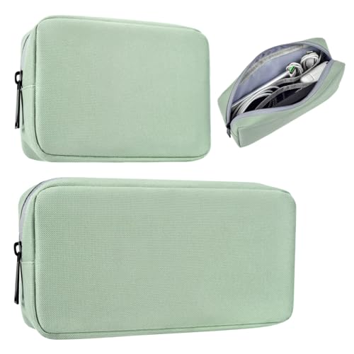 imComor Universal Electronics Accessories Case Bag, 2-Pack Portable Soft Carrying Case Bag Pouch Wire Cable Organizer for Hard Drive, Power Adapter, Laptop Mouse, Cosmetics Kit, Small+Big-Mint Green - color: Mint Green