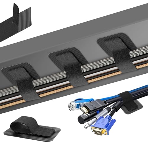 Cable Management Under Desk, 【Up to 15 Cord】【Enhanced Wire Holder】 Cord Organizer, Adjustable Hook and Loop Cable Ties, Home Office Essentials, Cable Hider Clips Under Table, 20 Pair - color: Black, size: 20 Pair