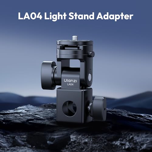 ULANZI LA04 Light Stand Mount Adapter with 1/4” Screw, Quick Release Mounting Plate for Camera Monitor Ring Light, Fits Flat Head Light Stand/Boom arm/C Stand, 180° Tilt Max. Load 6.6lb/3kg