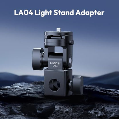 ULANZI LA04 Light Stand Mount Adapter with 1/4” Screw, Quick Release Mounting Plate for Camera Monitor Ring Light, Fits Flat Head Light Stand/Boom arm/C Stand, 180° Tilt Max. Load 6.6lb/3kg