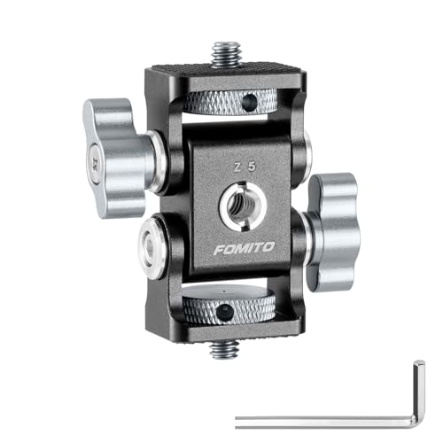 FOMITO Aluminum Alloy Dual Head 1/4'' Screw and 1/4''(3/8'') Screw hole , DSLR Rabbit cage Monitor Bracket with Adjustable Damping Photography Expansion Accessories Grey Color - color: Grey, size: Dual mount