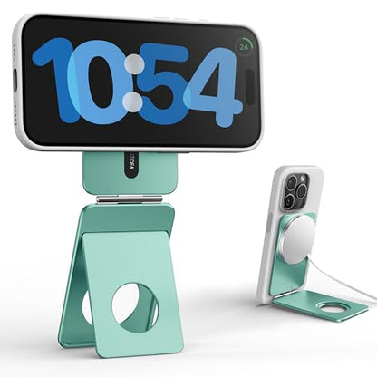 IST IDEA for Magsafe Tripod, Tripod for iPhone Lightweight Aluminum Alloy & Angle Adjustment & Strong Magnets iPhone Tripod Stand Compatible with 17/16/15/14/13/12 (Included Metal Ring) - color: Ocean Blue