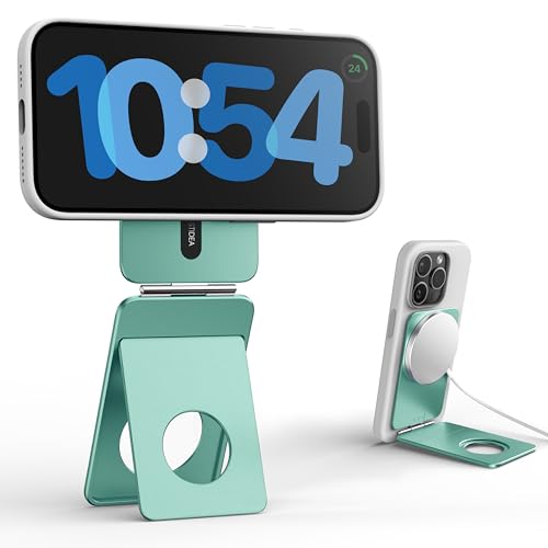 IST IDEA for Magsafe Tripod, Tripod for iPhone Lightweight Aluminum Alloy & Angle Adjustment & Strong Magnets iPhone Tripod Stand Compatible with 17/16/15/14/13/12 (Included Metal Ring) - color: Ocean Blue